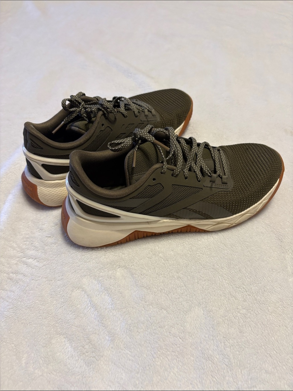 Reebok Men's Olive Green Athletic Sneakers with White & Gum Accents
